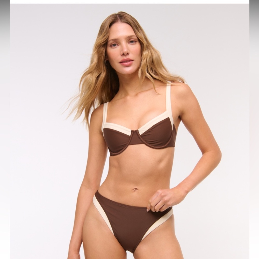 Brown and white Abercrombie bikini